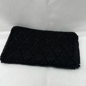 CLUTCH BAG PURSE "BAGS BY SUSAN" "BEADED IN JAPAN" RN #36753 FAUX BLACK PEARL